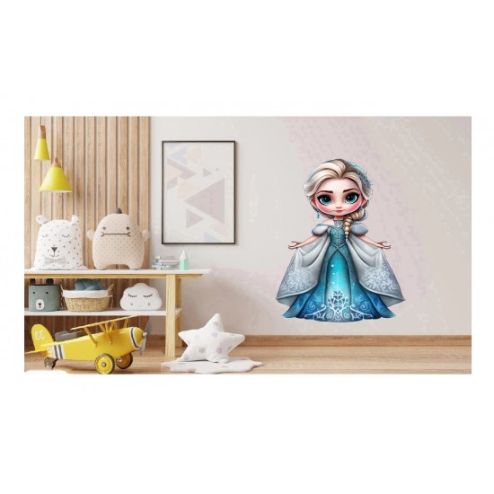 Sticker decorativ, Printesa Elsa, Albastru, 82 cm, 1269STK-4 Sticker decorativ, Printesa Elsa, Albastru, 82 cm, 1269STK-4