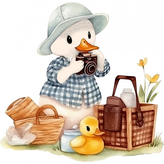 Sticker decorativ, Ratoi la Picnic, Maro, 61 cm, 1290STK Sticker decorativ, Ratoi la Picnic, Maro, 61 cm, 1290STK