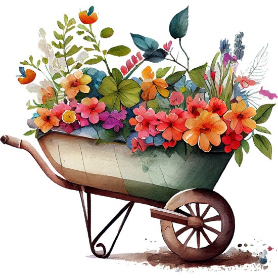 Sticker decorativ, Roaba cu Flori, Multicolor, 62 cm, 1261STK-4 Sticker decorativ, Roaba cu Flori, Multicolor, 62 cm, 1261STK-4