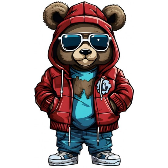 Sticker decorativ, Teddy Hip Hop, Rosu, 90 cm, 1332STK-7 Sticker decorativ, Teddy Hip Hop, Rosu, 90 cm, 1332STK-7