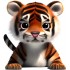 Sticker decorativ, Tigru, Portocaliu, 66 cm, 1221STK
