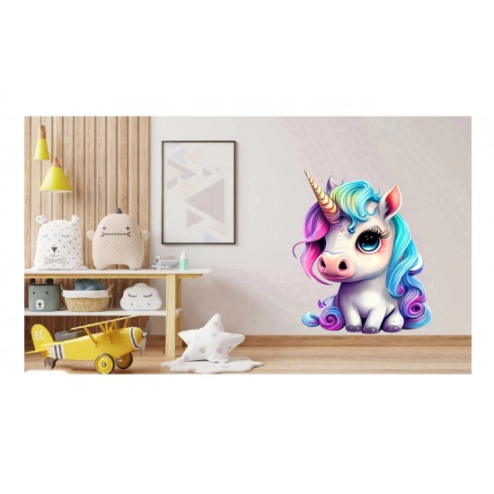 Sticker decorativ, Unicorn, Alb, 75 cm, 1202STK-2 Sticker decorativ, Unicorn, Alb, 75 cm, 1202STK-2