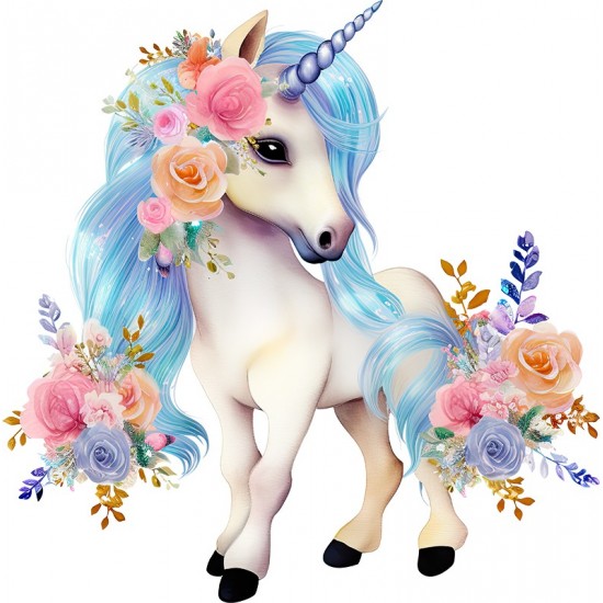 Sticker decorativ, Unicorn, Albastru, 60 cm, 1287STK-4 Sticker decorativ, Unicorn, Albastru, 60 cm, 1287STK-4
