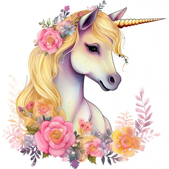 Sticker decorativ, Unicorn, Galben, 61 cm, 1287STK-2 Sticker decorativ, Unicorn, Galben, 61 cm, 1287STK-2
