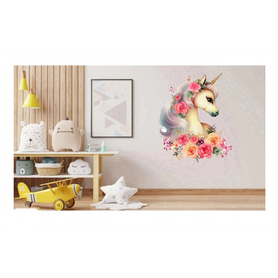 Sticker decorativ, Unicorn, Portocaliu, 77 cm, 1287STK-1 Sticker decorativ, Unicorn, Portocaliu, 77 cm, 1287STK-1