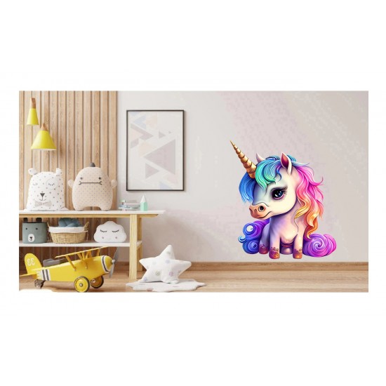Sticker decorativ, Unicorn, Roz, 75 cm, 1202STK-3 Sticker decorativ, Unicorn, Roz, 75 cm, 1202STK-3