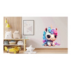 Sticker decorativ, Unicorn, Roz, 75 cm, 1202STK-6 Sticker decorativ, Unicorn, Roz, 75 cm, 1202STK-6