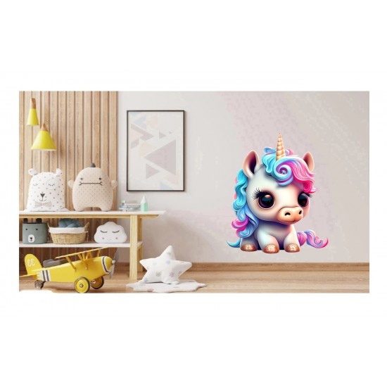 Sticker decorativ, Unicorn, Roz, 75 cm, 1202STK-6 Sticker decorativ, Unicorn, Roz, 75 cm, 1202STK-6