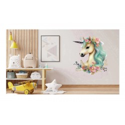 Sticker decorativ, Unicorn, Turcoaz, 70 cm, 1287STK Sticker decorativ, Unicorn, Turcoaz, 70 cm, 1287STK