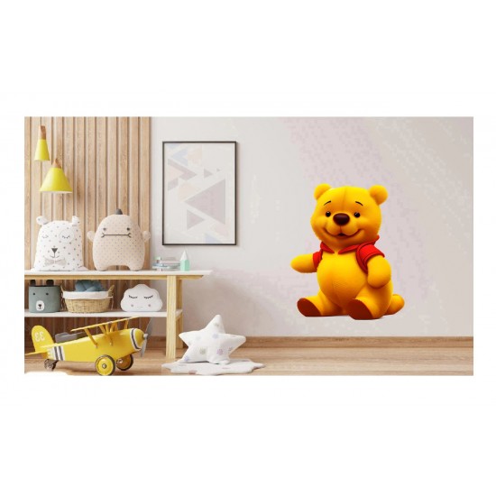 Sticker decorativ, Ursuletul Winnie the Pooh, Galben, 80 cm, 1245STK Sticker decorativ, Ursuletul Winnie the Pooh, Galben, 80 cm, 1245STK