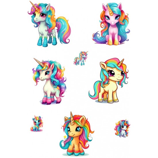 Sticker decorativ Waterproof cu Unicorni, 90x60 cm, 1314STK-1 Sticker decorativ Waterproof cu Unicorni, 90x60 cm, 1314STK-1