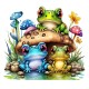 Sticker decorativ cu Broscute, Multicolor, 60 cm, 1200STK Sticker decorativ cu Broscute, Multicolor, 60 cm, 1200STK